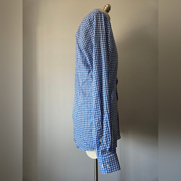 ETON Blue and White Checkered Slim Fit Men's Button Up Shirt. Size 43/17 - Picture 4 of 10